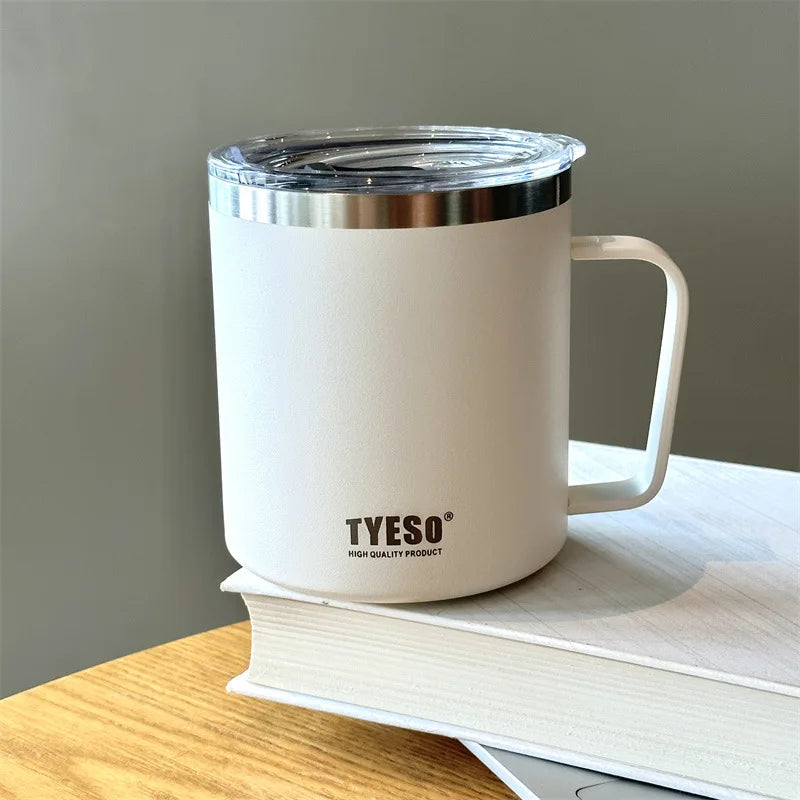 New Office 304 Stainless Steel 400ml Capacity Coffee Mug with 304 Stainless Steel with Handle and Clear Lid