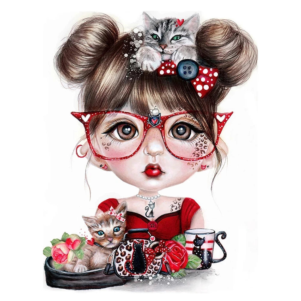 LS 5D DIY Full Drill Big Eye Girl Diamond Painting Mosaic Kit AB Rhinestone Drawing Home Decoration Art Craft Portrait Subject