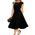 European American New Summer Floral Pattern Sleeveless Neck Tie-Waist Cocktail Party Western-Style Midi-Length Formal for Spring
