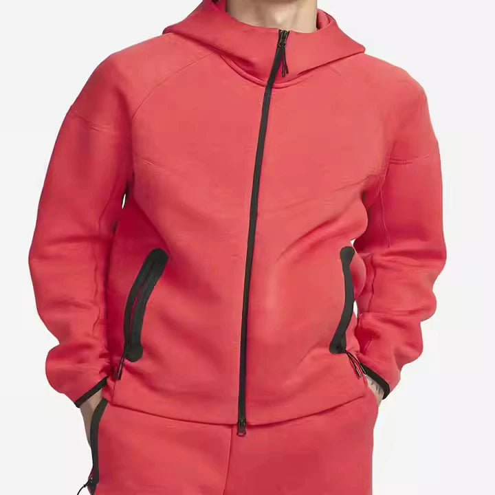 Men's  2025 Zip-Up and Pullover Hoodies New Winter Men's Fashion Sports Casual Hoodies Red color new style hoodies Breathable