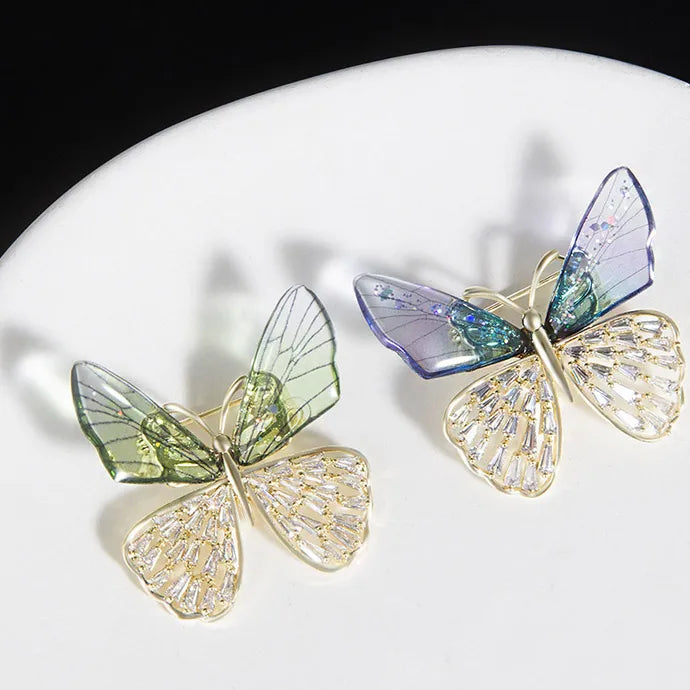 Rhinestone Women Crystal Gold Wedding Transparent Wholesale Cheap butterfly Brooches and Pins