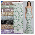 YX1294 15 Yards 400gsm Heavyweight Embroidered Pale Green Flowers Sequins Lace Fabrics for Chinese Women's Fashion Clothing