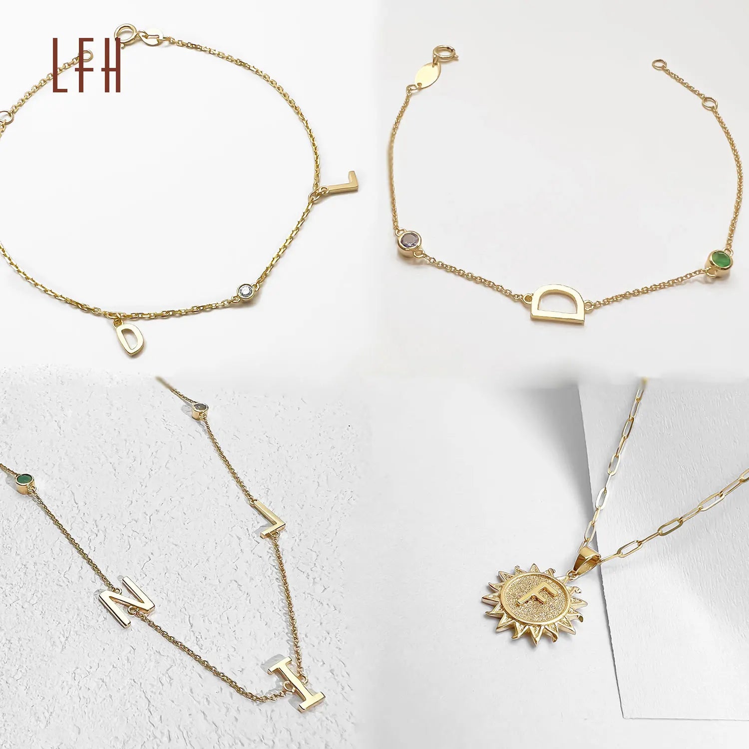 Custom 18k Real Gold Jewelry Letter Necklace Personalised Au750 Gold Jewelry 18k Gold Au750 Letter Pendant Oro 18k