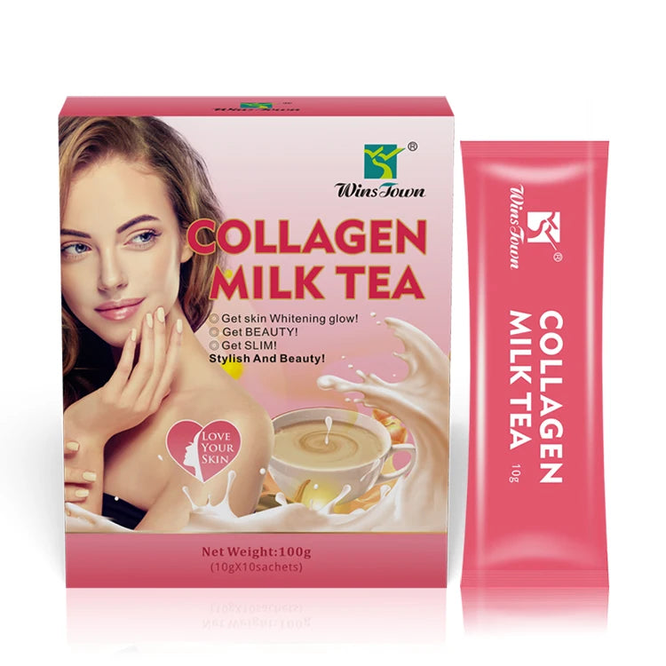 Private Label Collagen Milk Tea Natural Herbs Healthy Instant Milk Tea Powder Weight Loss Products ISO HACCP GMP Factory
