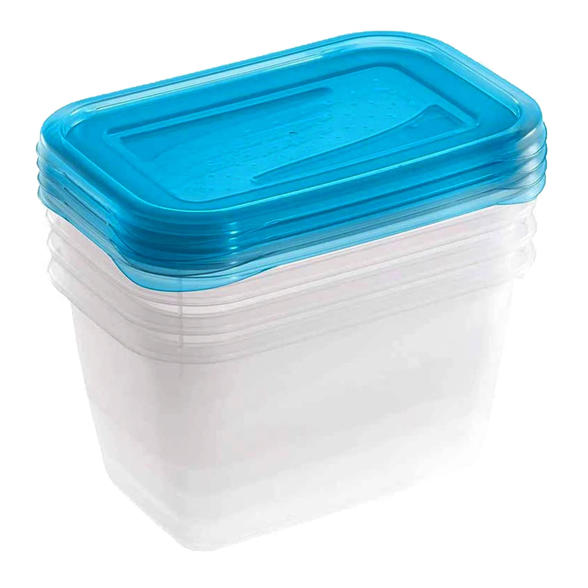 Set of 4 Lunch Boxes 4 x 750 ml 15.5 x 10.5 x 8.5 cm Fredo Fresh Transparent blue