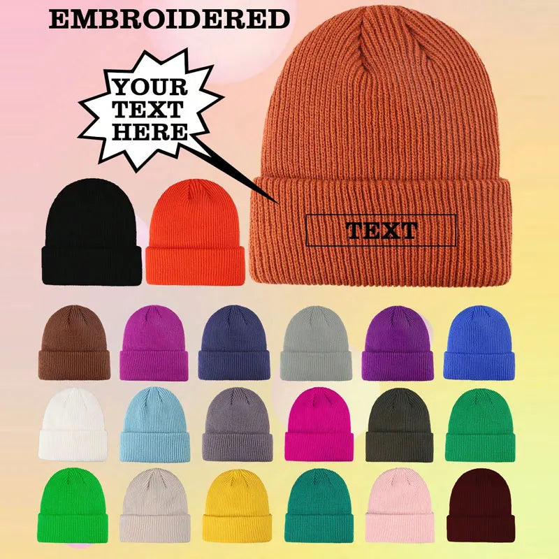 Autumn Winter Knitted Hat Name Brand Thick Woolen Sleeve Cap Beanie Hot Sale Business Cross-Border Foreign Trade Warm for Beach