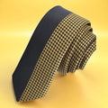 Exve Exclusive Black and Gold Checkered Custom Panel Slim Fashion Tie From Turkey