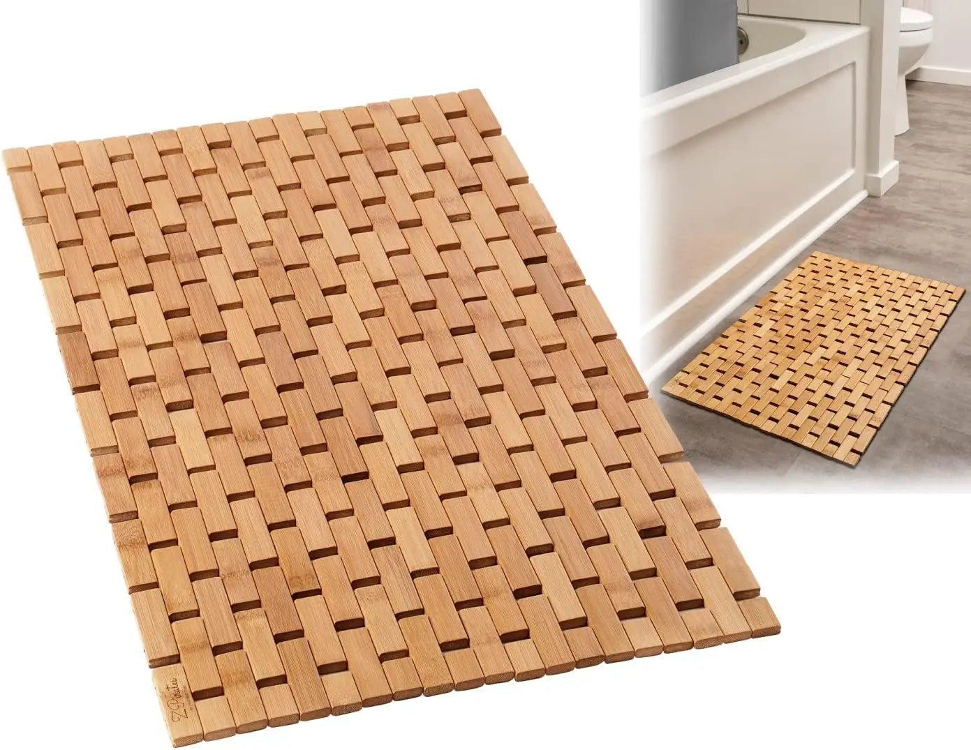 Natural Bamboo BathMat Shower Mat Bathtub Waterproof Sauna Spa Steps Non Slip Foldable Bathroom Floor Mat