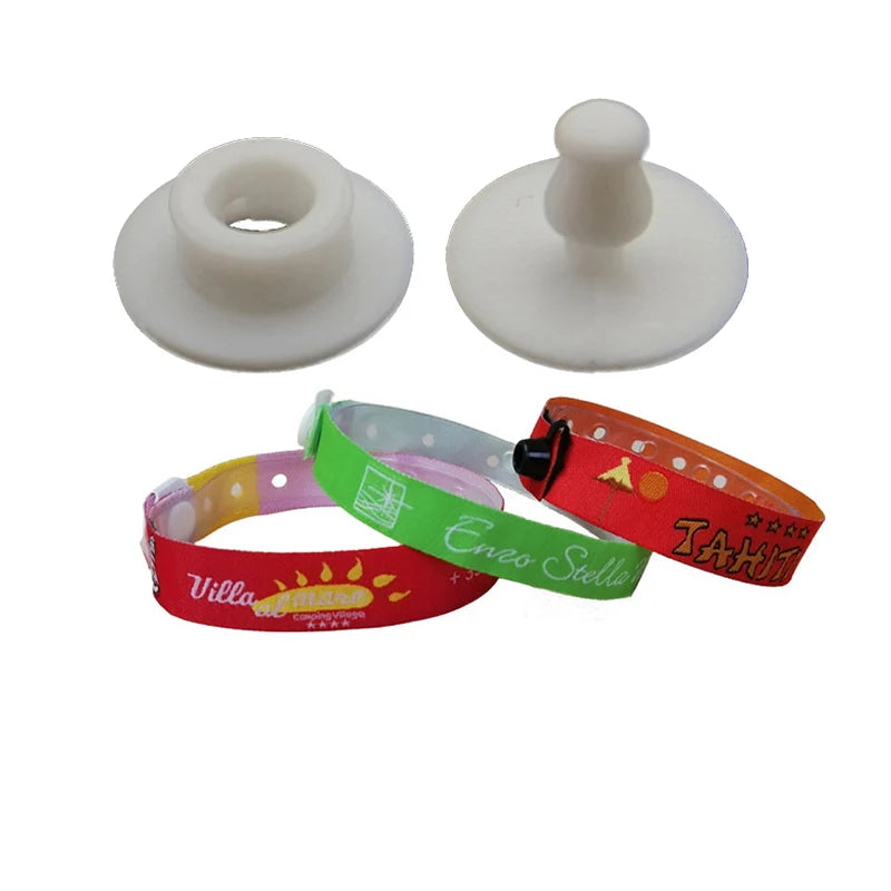 Custom Factory White Medical One Time Used Wristbands Two Parts Snaps Plastic Button