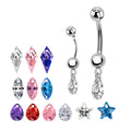 G23 Titanium Zircon Belly Button Ring 14g Gold Plated Navel Piercing Jewelry for Women for Weddings
