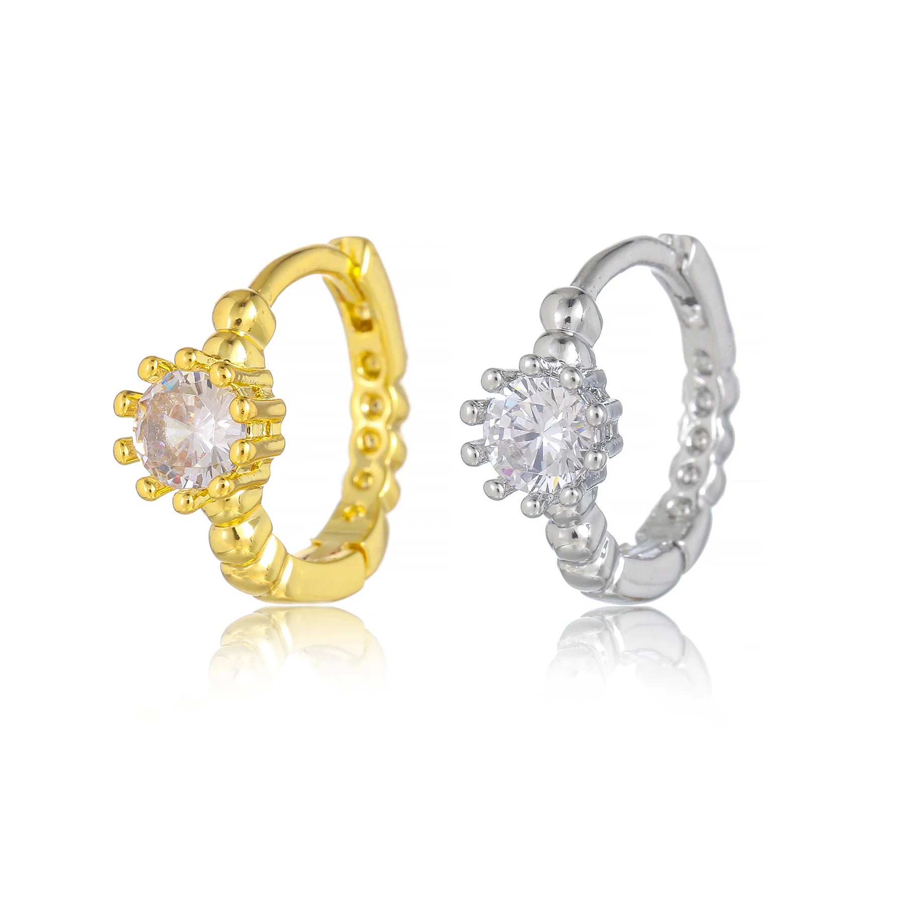 EH1569 2025 Trendy Fine Jewelry 925 Sterling Silver Piercing Dangle Needle White Zircon Sun Flower Charm Hoop Earrings for Women