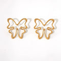 N&S Minimalist Unique Design 18K Gold Plated Stainless Steel Butterfly Hollow Stud Earrings Trendy Fashion Jewelry for Women