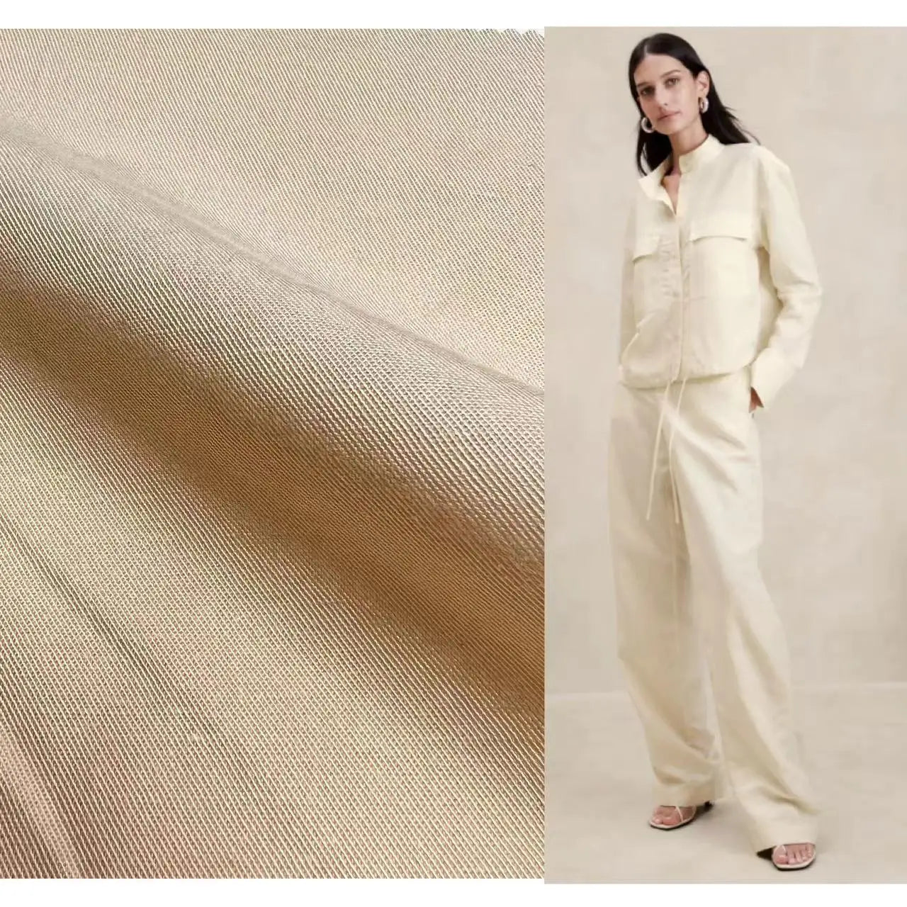 Sustainable 175gsm 85% Lyocell 15% Linen Woven Fabric for Girls and Boys Coats Jackets Pants Breathable Dyed in Plain Style