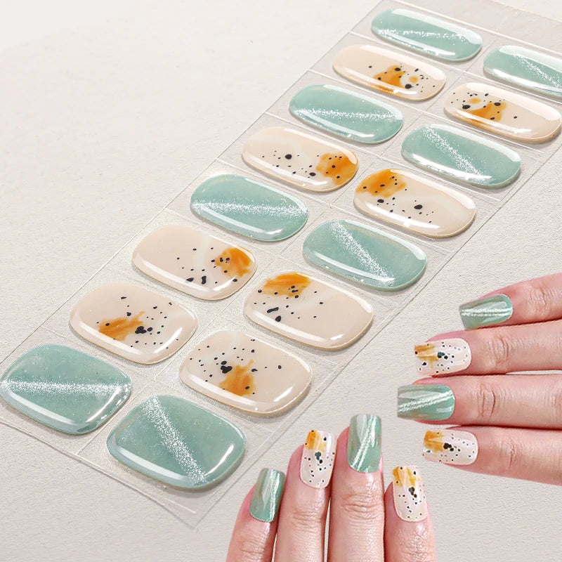 Gel Nails Custom Wholesale Exquisite Non-toxic Gel Nail Stickers Factory Production Semi-cured Gel Nail Stickers