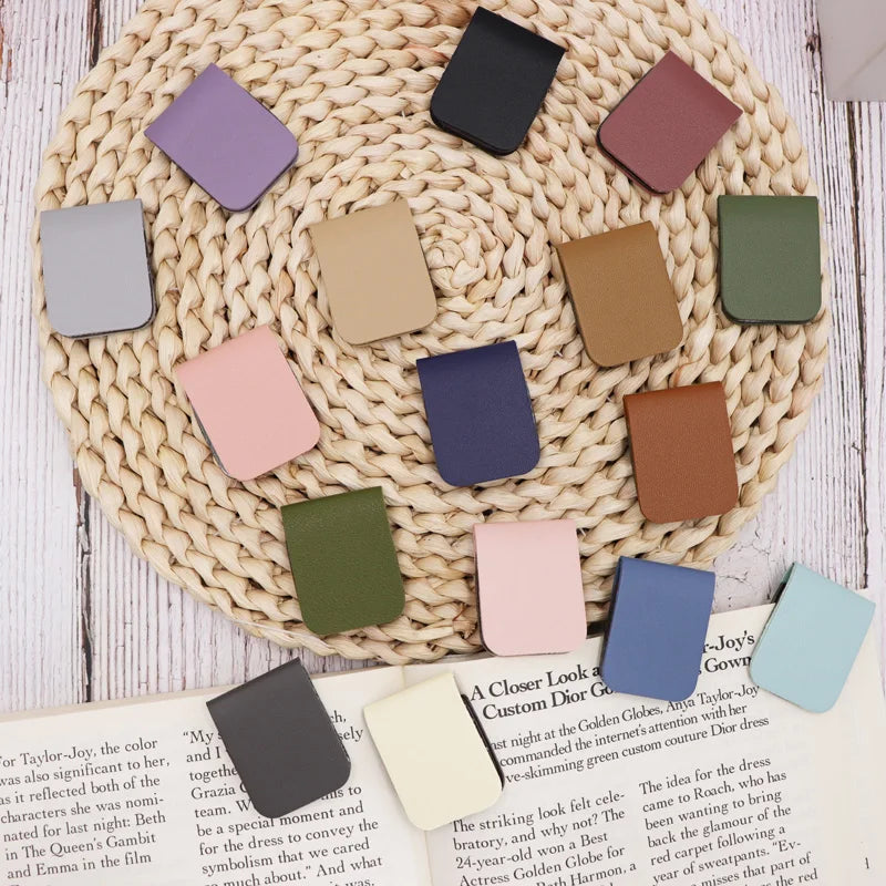 Modern Reusable PU Leather Bookmark Portable Mini Book Accessories Clips Mixed Colors Promotional Gifts for Readers Friends