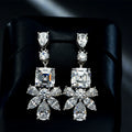 Luxury Brilliant Cubic Zircon Earrings 925 Silver Women CZ Wedding Bridal Jewelry Diamond Dress Accessories Gift