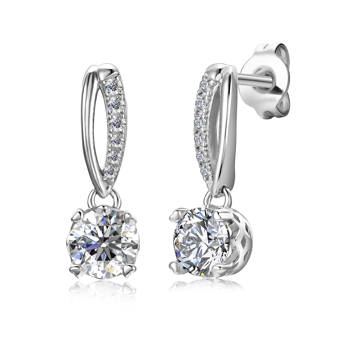 Colored Moissanite Diamond 925 Sterling Silver Dangling Drop Stud Earrings Elegant Women Wedding Jewelry Destiny Jewellery