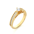Fine Jewelry Women's 925 Sterling Silver Custom 0.48ct Lab Grown Diamond IGI Certified 14K Gold Plated Classic Brilliant Ring