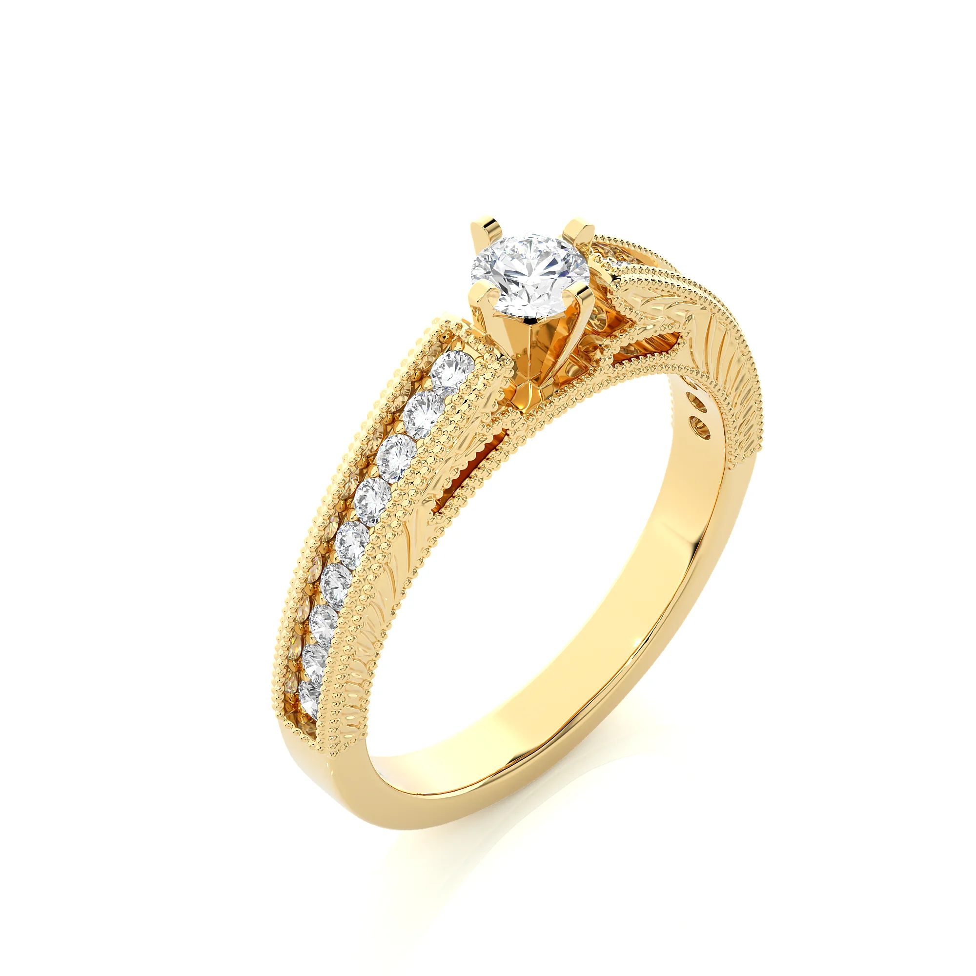 Fine Jewelry Women's 925 Sterling Silver Custom 0.48ct Lab Grown Diamond IGI Certified 14K Gold Plated Classic Brilliant Ring