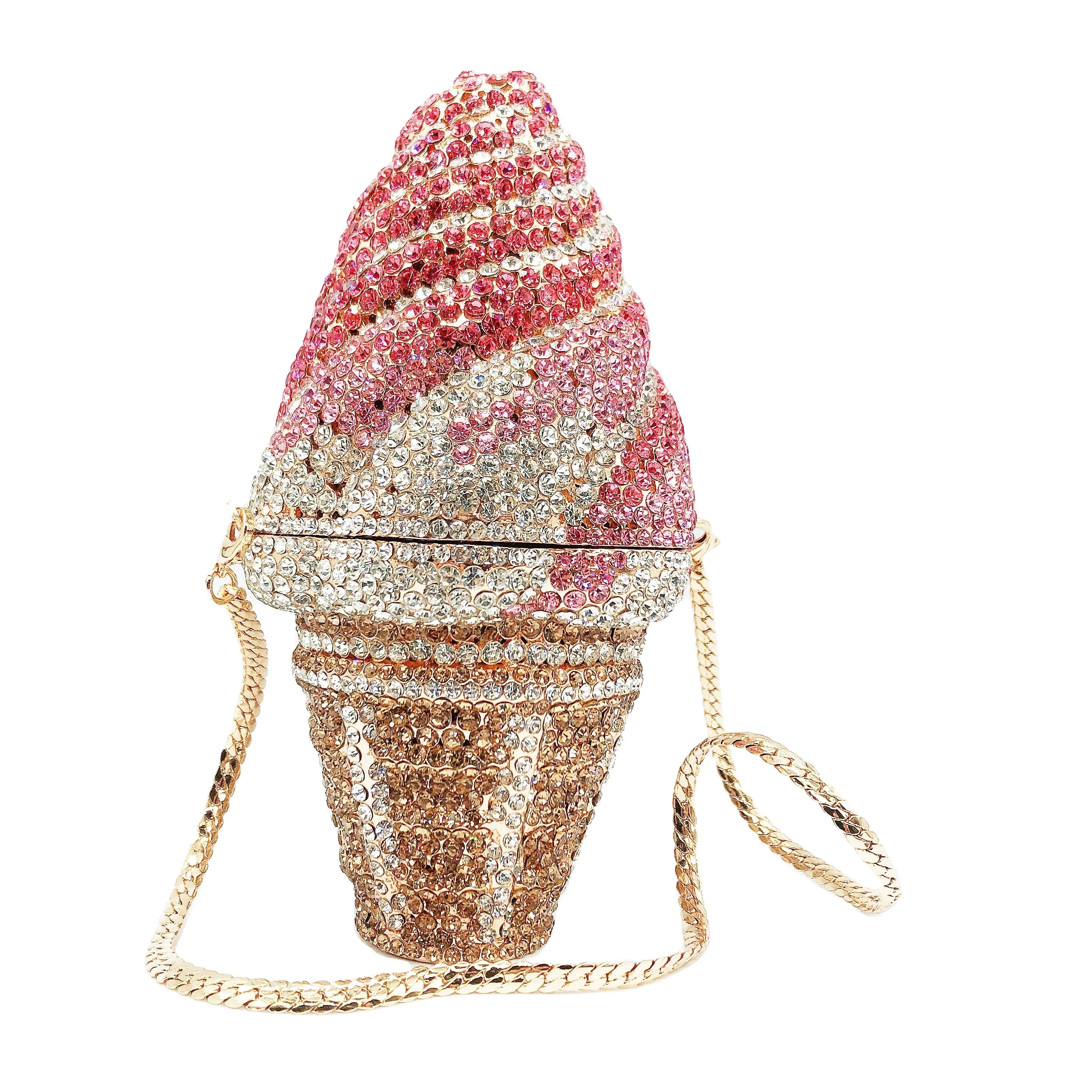 Factory Direct Sale Unique Shape Bling Diamond Birthday Party Dress Party Crossbody Bag Small Women Evening Bags