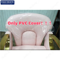 PVC Cover of Pink Salon Chair with Gold Accents Luxe Leather Adjustable Ideal Cover for Beauty Salons Stylish Durable Cover