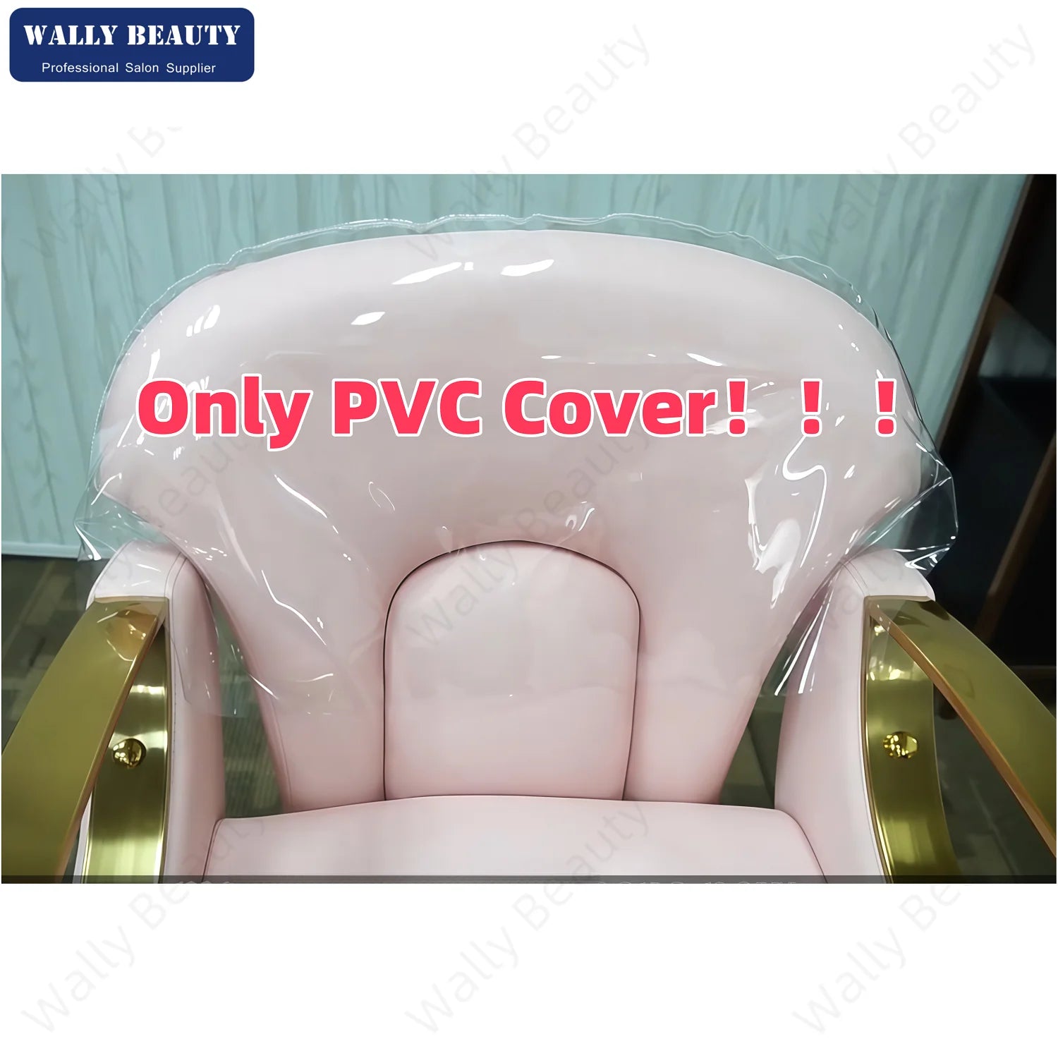 PVC Cover of Pink Salon Chair with Gold Accents Luxe Leather Adjustable Ideal Cover for Beauty Salons Stylish Durable Cover
