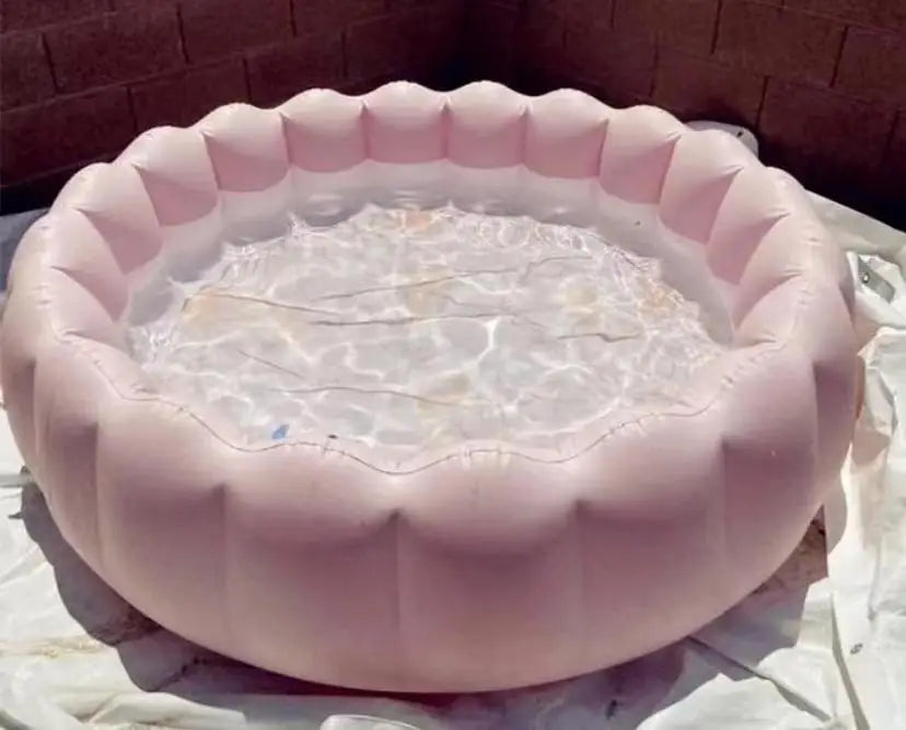 Pink Petal Edge Inflatable Pool Round Family Inflatable Swimming Pool for Backyard and Patio