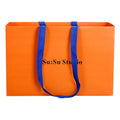 Orange Recycle Printed Paper Carrier Bags with Blue Handle