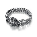 Wholesale Fashion Men's Classic Stainless Steel Zircon Princess Cut Viking Wolf Head Antique Chain & Link Gift Party Bracelet