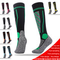 Comfortable Merino Wool Cotton Ski Socks Thickened Keep Warm Sports Snow Socks for Autumn Striped Pattern Digital
