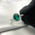 Zambian Green Emerald Diamond Ring Fine Jewelry Women Engagement Silver Ring