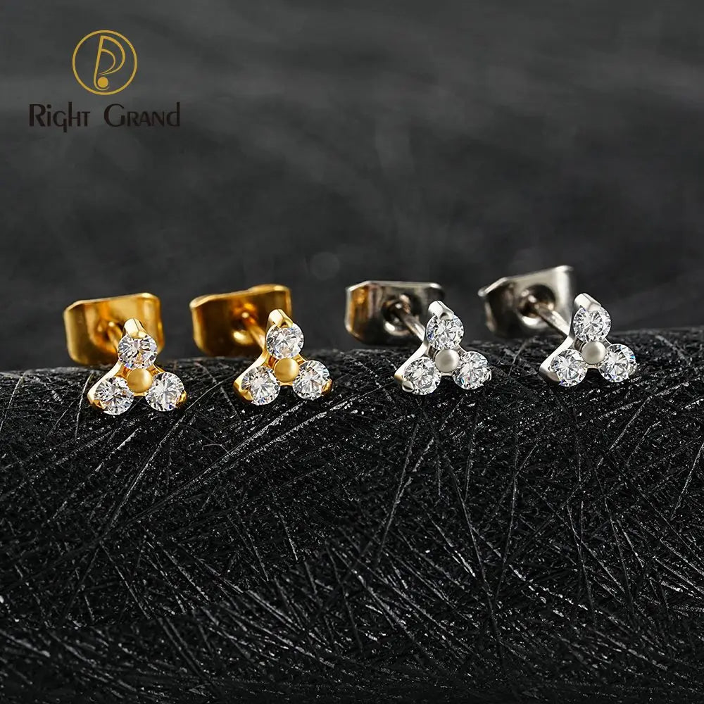 ASTM F136 Titanium 20G CZ Stud Earrings Piercing Simple Hypoallergenic Cartilage Earring Set