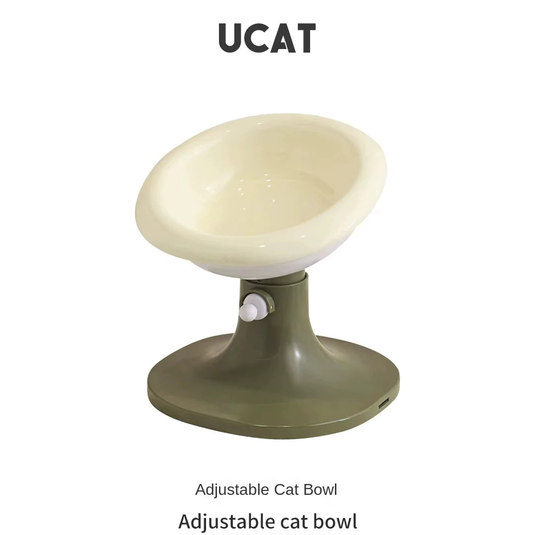 Ucat Eco-Friendly Ceramic Cat Bowl with Solid Pattern Protective for Cervical Spine and Black Chin for Dogs