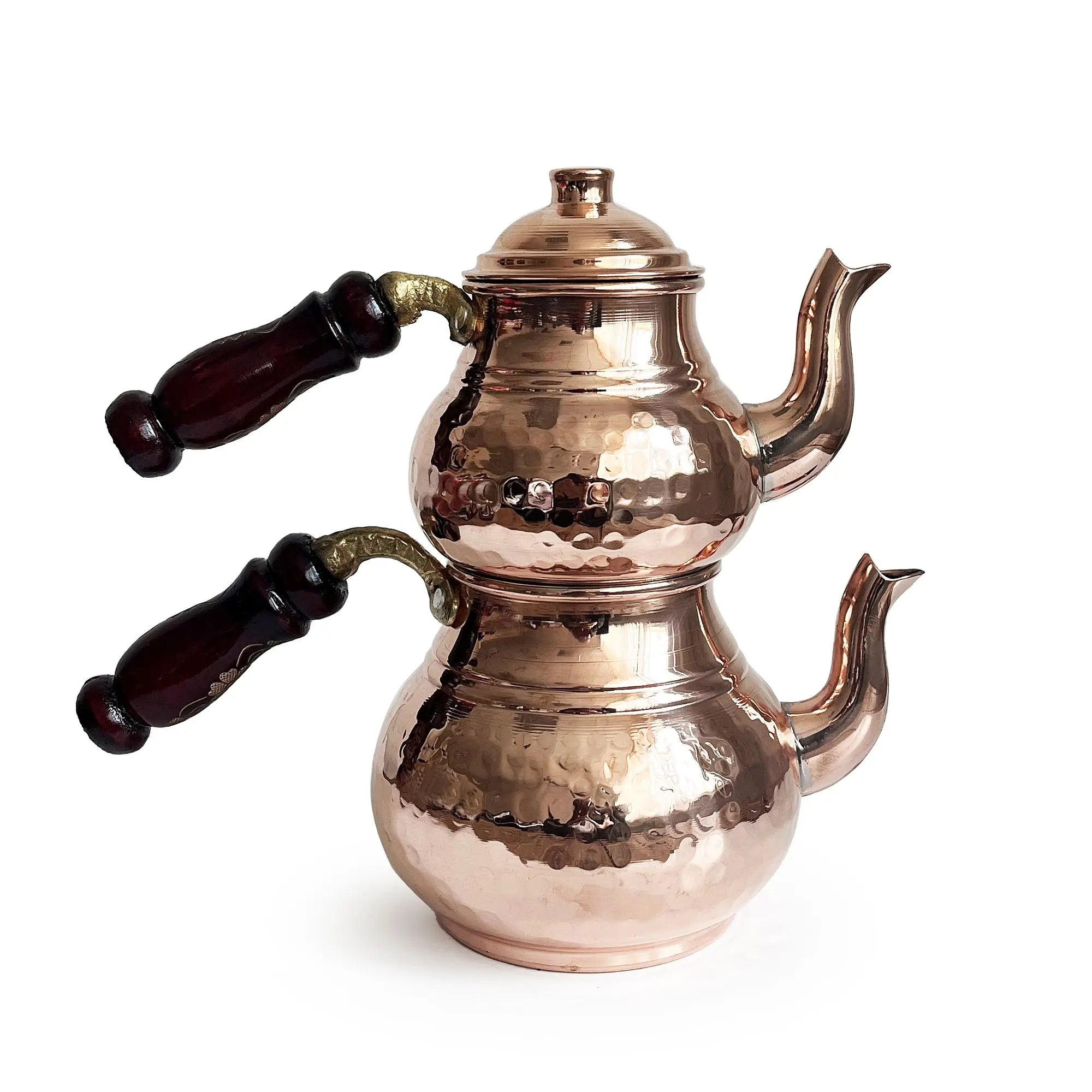 Handmade Hand Hammered Classic Copper Turkish Stovetop Tea Kettle Teapot Set Shark Anatolia Brand for Hotel/Restaurant Use
