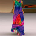 2025 New Summer Women's Sleeveless Long Dress with V-neck and Floral Print European and American Style for Cross-border Foreign