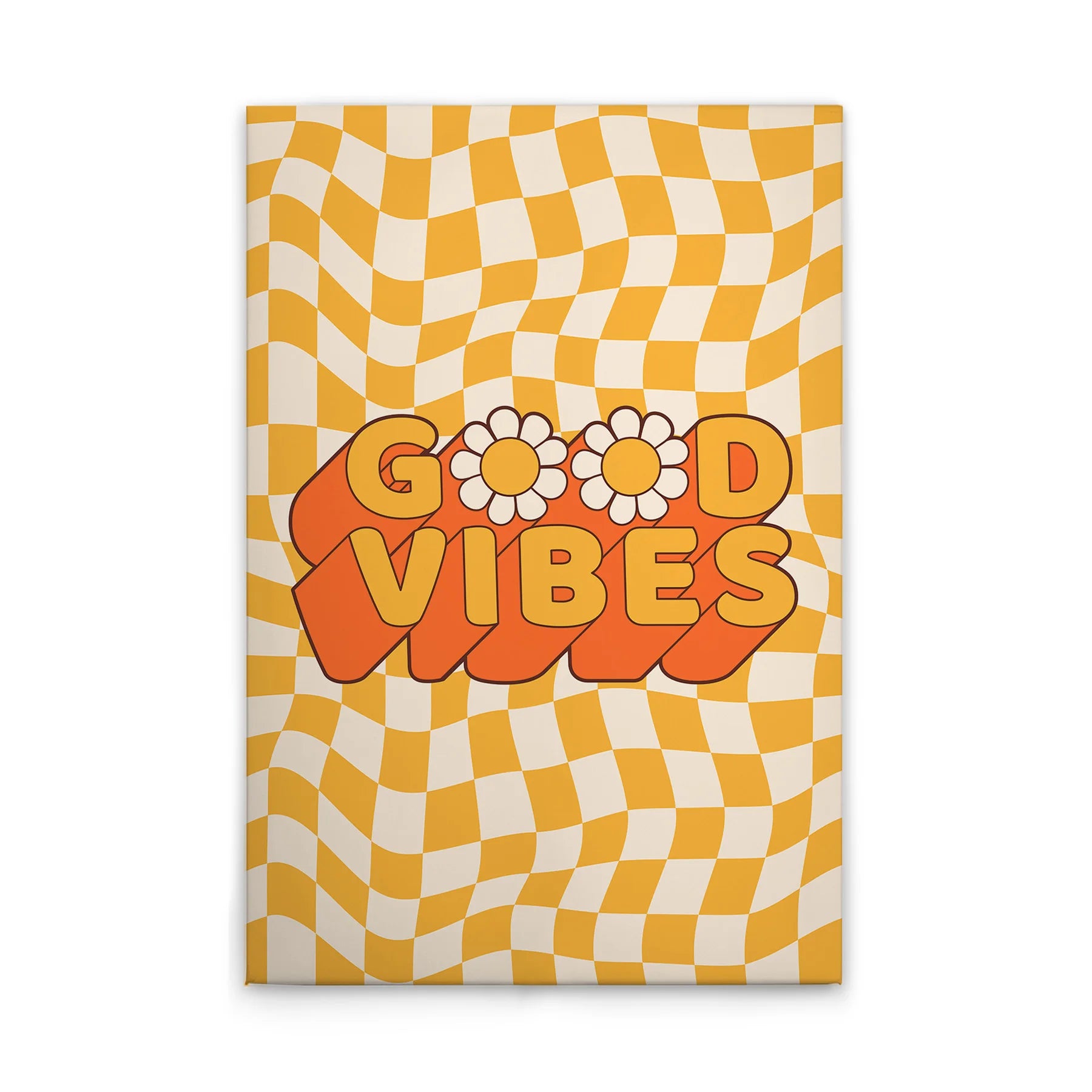 Made In Germany - Home Decor Canvas Picture Colourful Retro Picture Good Vibes - Wall Mural In Yellow Orange - Stretcher Frame