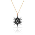 Women's 925 Sterling Silver North Star Pendant Necklace with Black Stone Elegant ALK1723 Fine Jewelry Made in Turkey