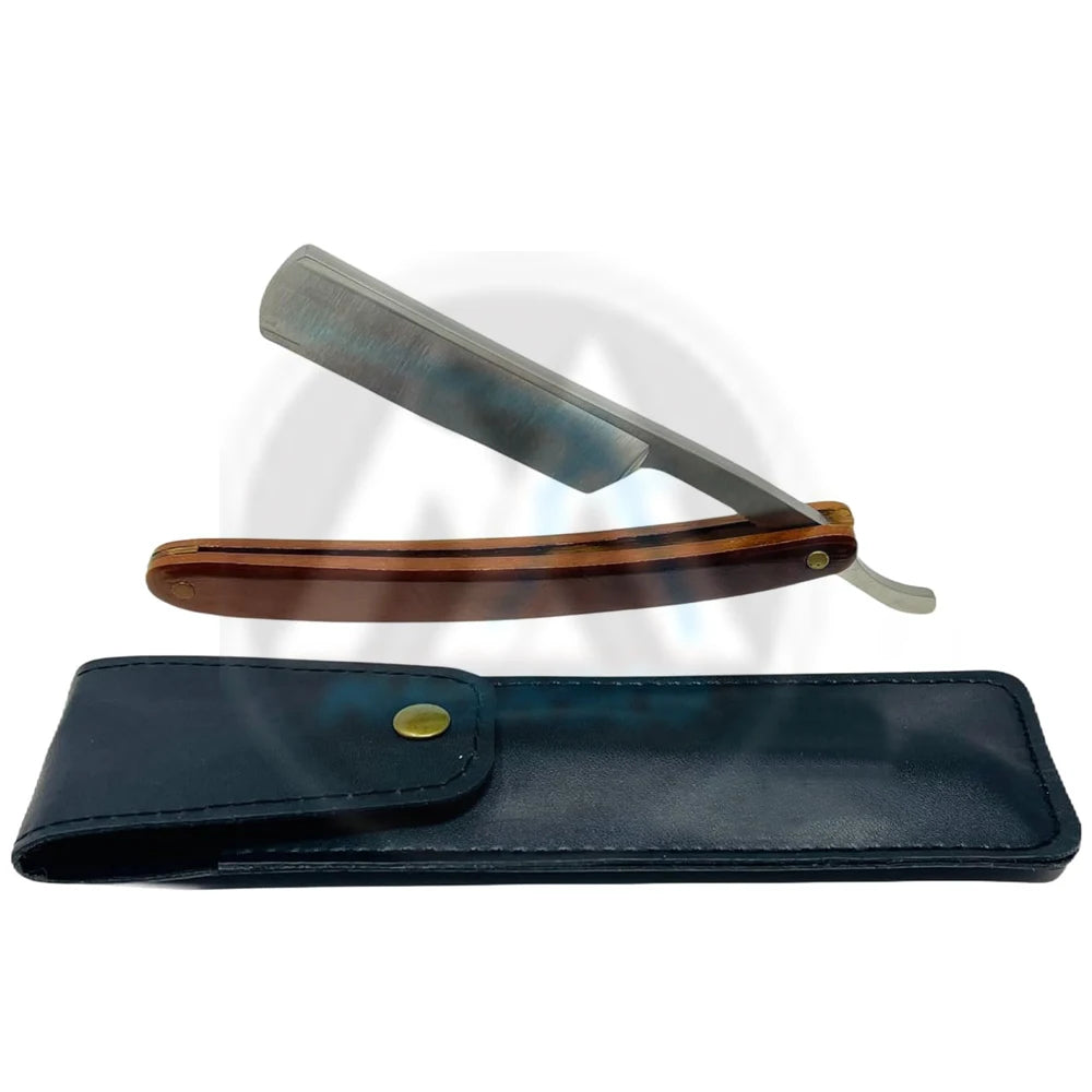 Plastic Straight Edge Stainless Steel Barber Shaving Straight Razor Handmade Extra Sharp Leather Razor Travel Case ISO 13485