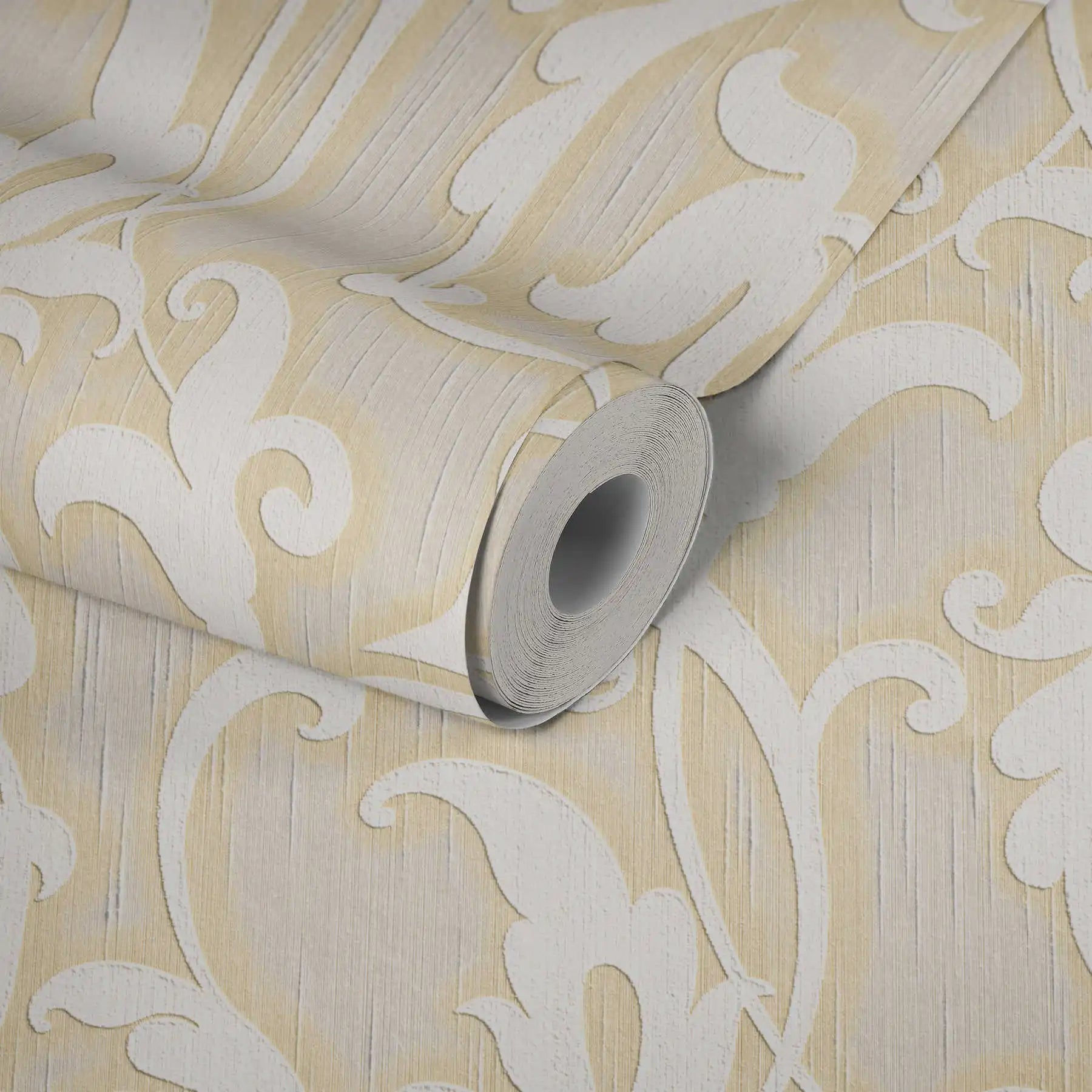 Made Germany Sale Wallpaper Rolls Damask Modern Cream Beige Gold Non Woven Wash-Resistant Living Room Kitchen Stock Clearance