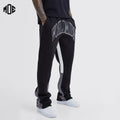 OEM Black Solid Stacked Gusset Sweatpants Embroidery Custom Logo Oversized Flared Stack Pants 100% Cotton High Street Wholesale