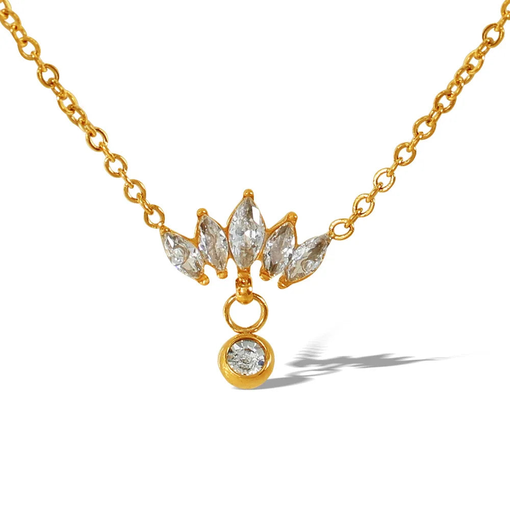 Trendy Design Stainless Steel Rhinestone Charm Necklace for Women