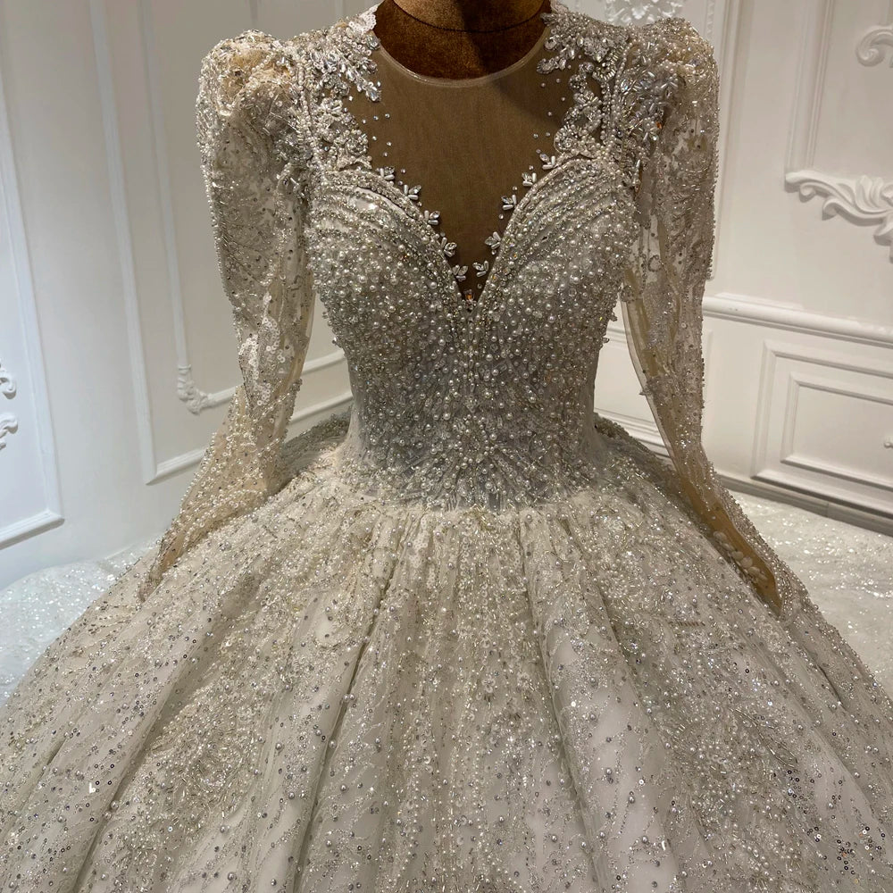 Jancember LSCJ13 Luxury Rhinestone Plus Size Women's Bridal Ball Gown Dresses
