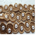 Custom Made Hand Embroidered Eco-Friendly Cutwork Laces with Cowry White Shells for Bridal Dress Vintage Beautification Resale