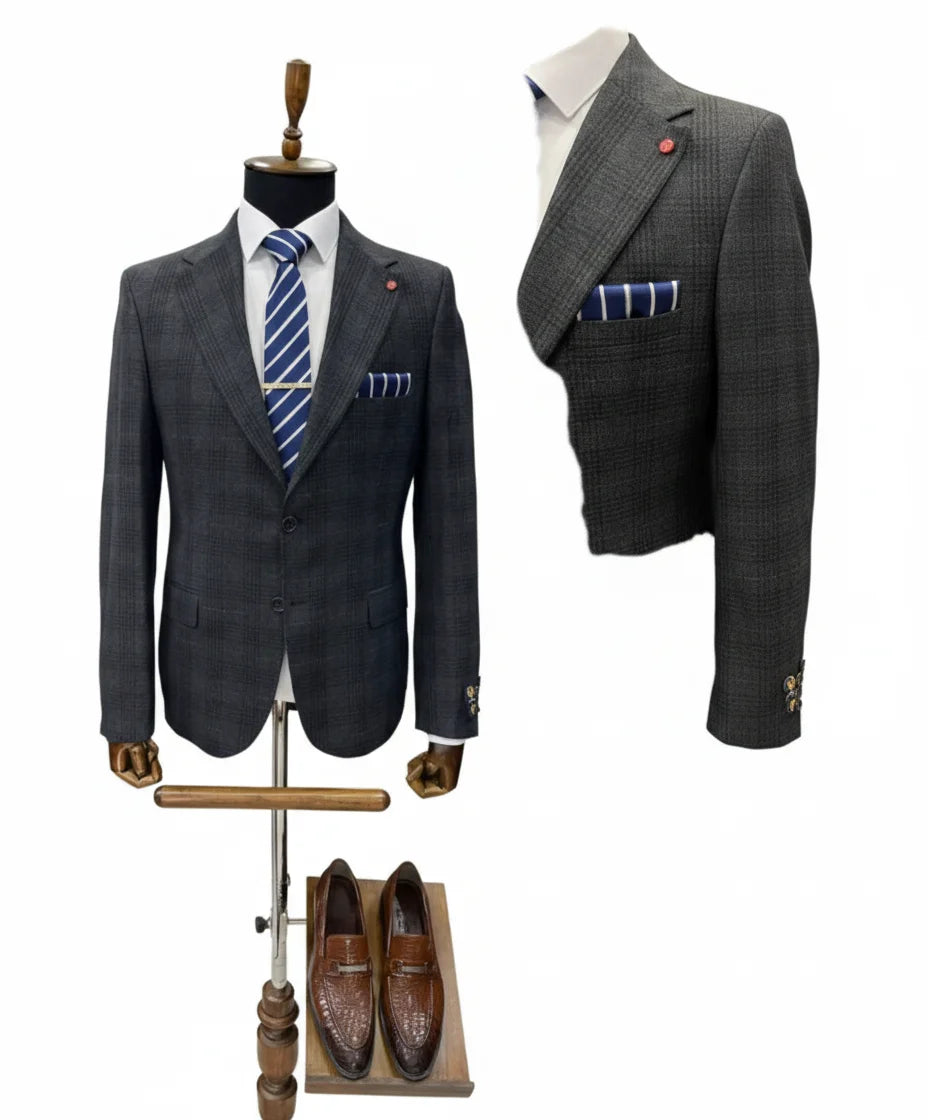 Men's High Quality Elegant Formal Business Wedding Tuxedo Slim Fit Three-Piece Cotton Spandex Anti-Wrinkle Zipper Suit Jacket