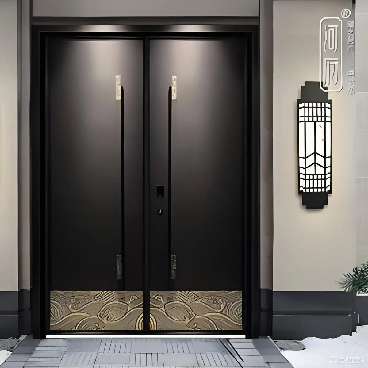 High-End Customization Luxury Double Entry Exterior Entrance Door Modern Villa Security Design Cast Aluminum Copper Supermarket
