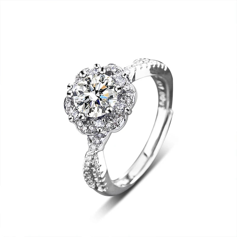 XJZ086 Fine 925 Sterling Silver Zircon Stone Wedding Band Ring Luxury Moissanite Diamond Engagement Rings Jewelry