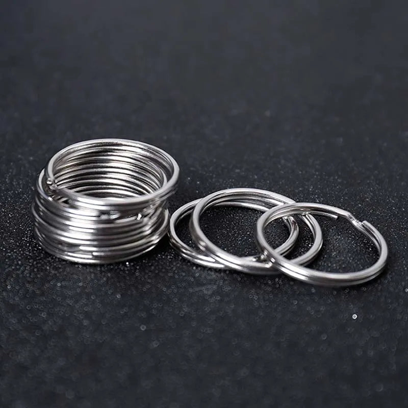 20mm 0.78" Round Edged Split Key Chain Ring Connector Keychain Keyring Silver Steel Round Edged Circular Keychain Ring Clips