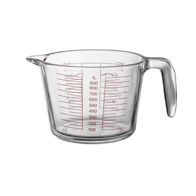 Large 1L Glass Measuring Cup with Graduated Handle Household High Temperature Resistance Kitchen Tool for Bread Cake Baking