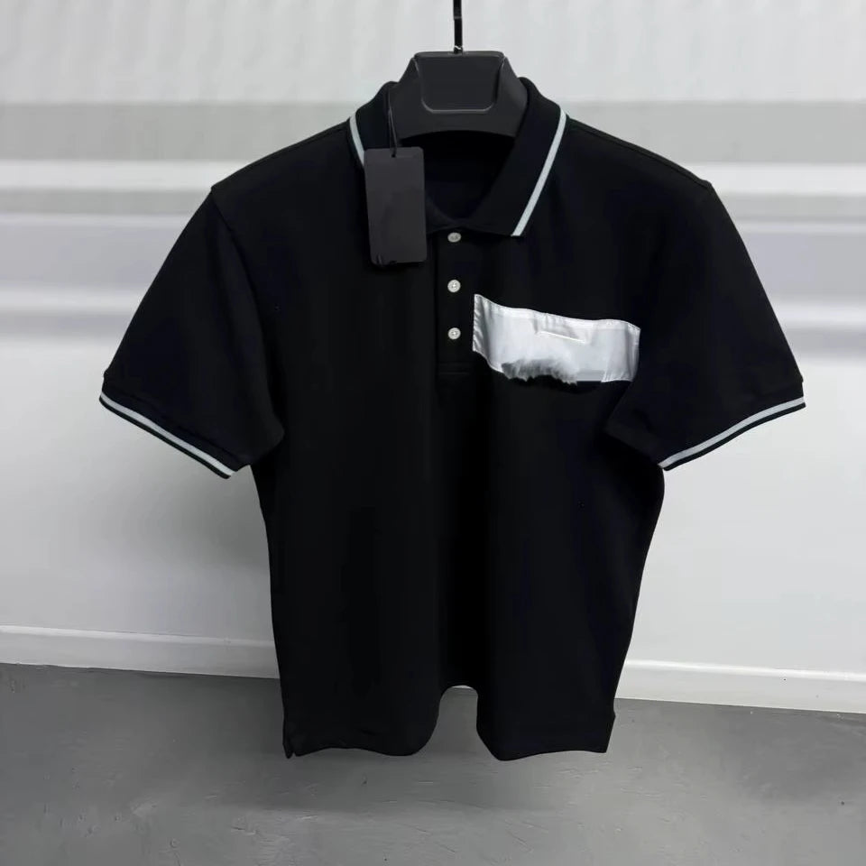 Plain Men's Cotton Woven T-Shirt Short Sleeve V-neck Casual Breathable Eco-Friendly Quick Dry OEM ODM Custom Logo Front