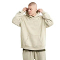 Boxy Fit 500 Gsm Pullover Custom Embroidered Applique Letter Sun Faded Washed Vintage Flared Sweatpants and Hoodie Set